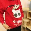 Sweatshirt für Katzenliebhaber, Kapuzenpullover mit Känguru- und Hundepfoten-Motiv, Kuschelbeutel, Sweatshirt mit Tierohren, Kapuzenpullover