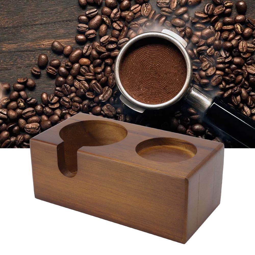 Solid Beech Wood Coffee Portafilter Holder Coffee Tamping Station  Coffee Making Accessories