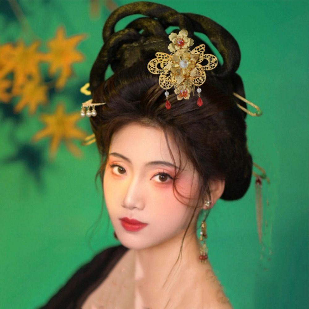 Gold Hanfu Hair Comb Tassels Women Hair Stick Luxury Chinese Style Hairpin  Girl