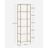 VASAGLE Bookcase, 6-Tier Bookshelf, Slim Shelving Unit for Bedroom, Bathroom, Home Office, Tempered Glass, Steel Frame, Metallic Gold