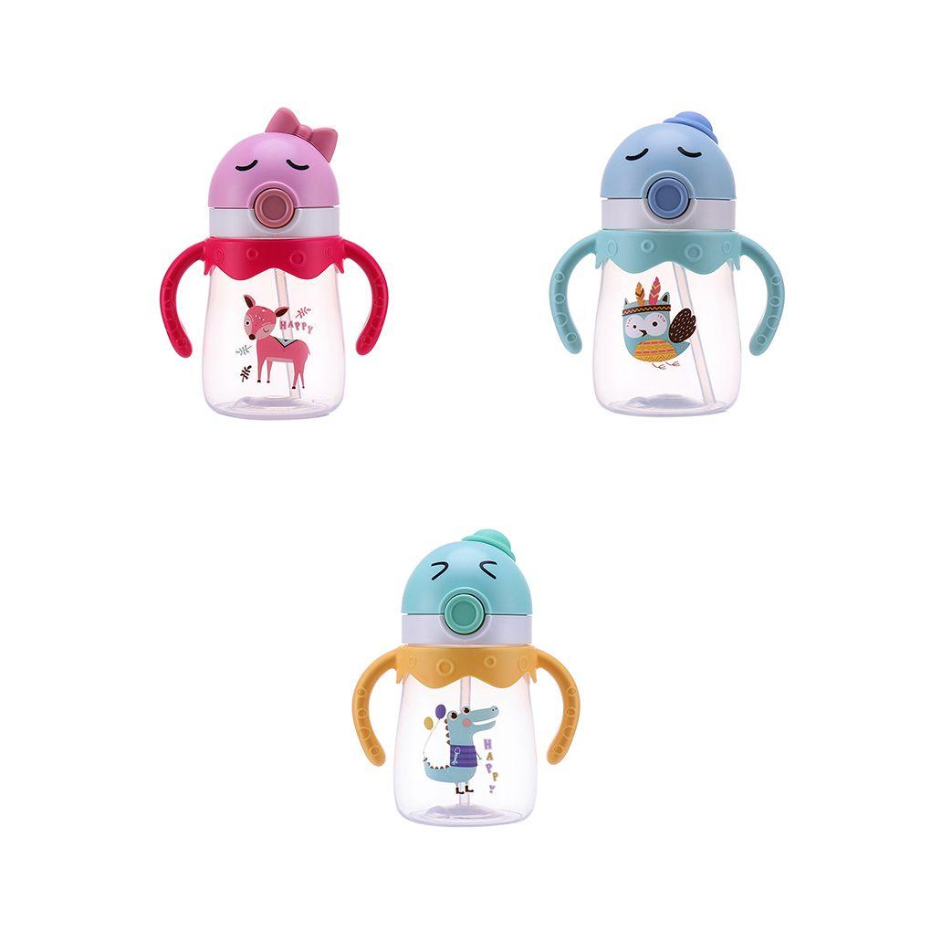 Toddler Baby Kid Infant Feeding Drinking Water Straw Bottle 350ml Water Cup