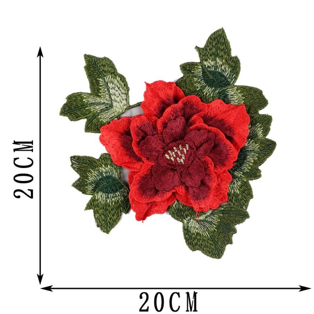 Fashion Elegant Peony Embroidery Patch Floral Embroidery Large Flower Patch Sewing Accessories