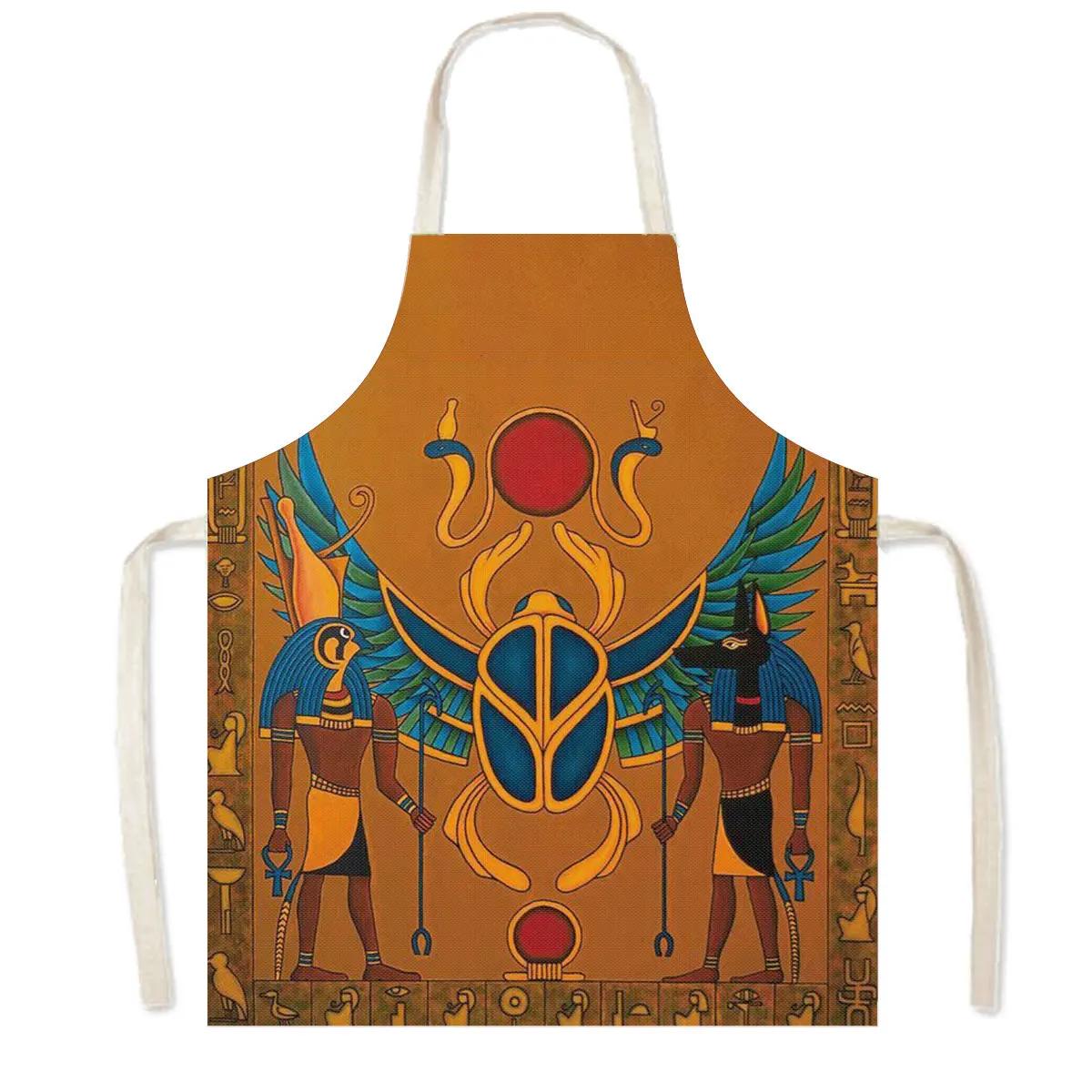 

Egyptian Classical Art Cooking Sleeveless Aprons Pharaoh Anubis Kids Bib Women Baking Apron Household Cleaning Tools Chef Apron 38X47cm