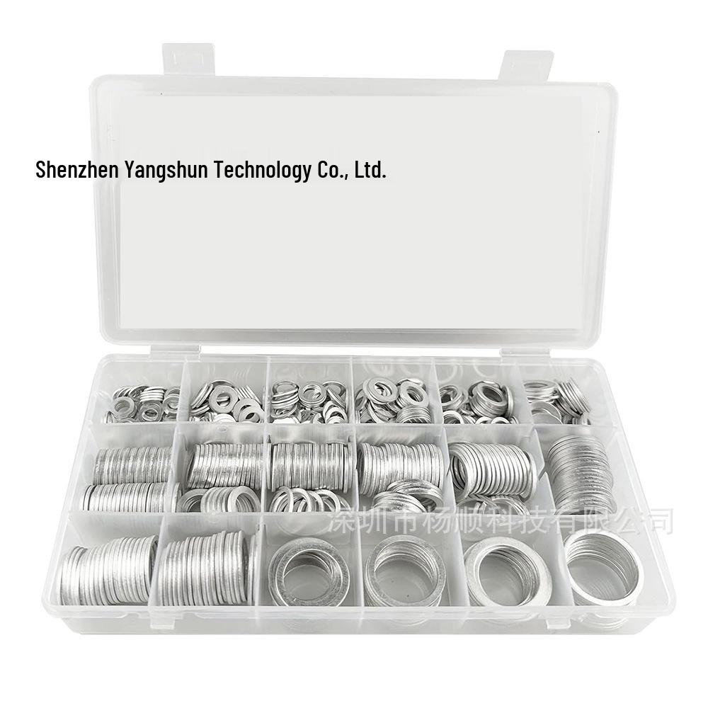450-Piece Aluminum Gasket & Sealing Ring Set: High-Temp Resistant, Spring Washer, M6-M24.