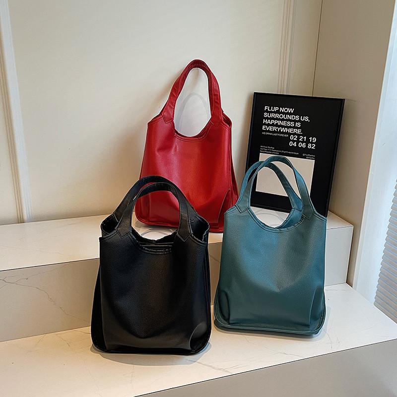 Solid Color Elegant Pu Inner Pocket Comfortable Double Straps Women Travel Bags
