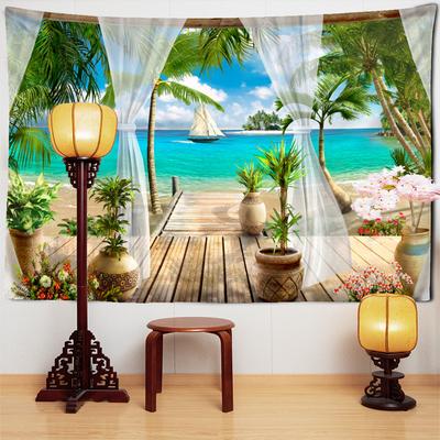 Sailboat Seaside Landscape Tapestry Wall Hanging Nature Scenery Aesthetics Room Living Room Decor Background Cloth