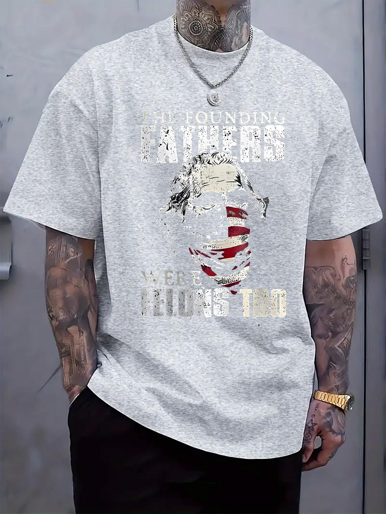 

Casual Crew Neck T-shirt with Founding President S Divisory Print - Regular Fit XL