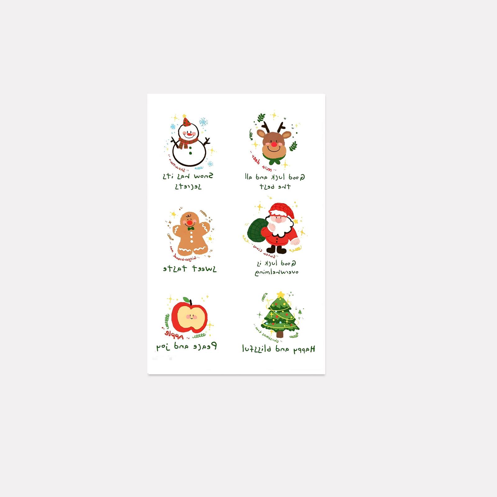 Tattoo Sticker Cartoon Cute Christmas Elements English Short Sentence Tattoo Sticker Waterproof And Long-Lasting 12*19