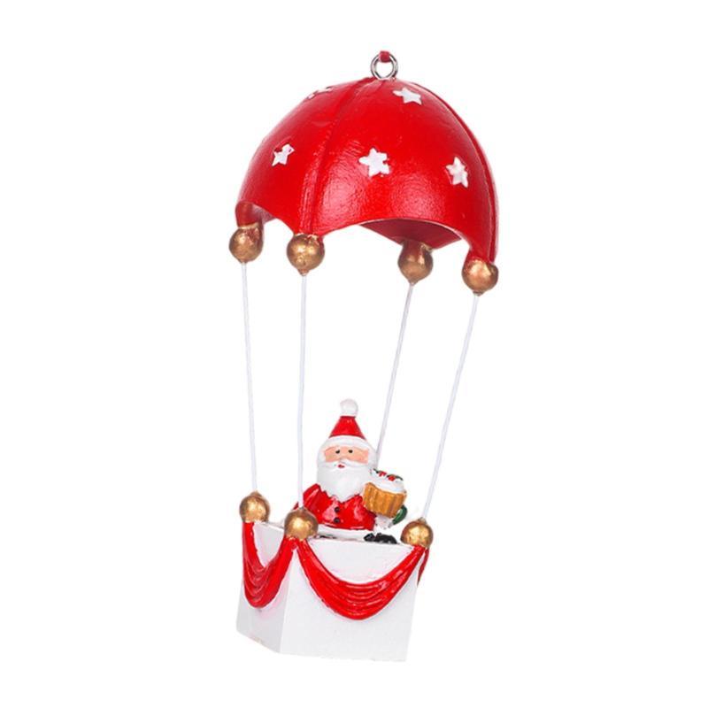 Slavnostní padák Santa Clause ozdoba na vánoční stromek, červeno-zlatá sváteční dekorace s hvězdnými akcenty, ideální na párty, venkovní sváteční oslavy