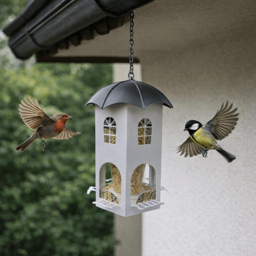 Hollow Castle Bird Feeder Squirrel Proof Bird Feeding Station Bird Food Container  Balcony