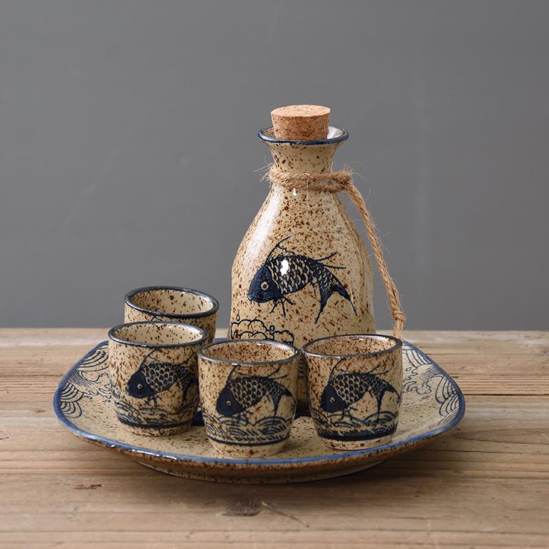 Carafe à vin simple Céramique Service à vin japonais Carafe à saké Shochu japonais Tasse à vin Service à saké Service à vin de bar Vaisselle de restaurant