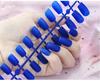 24 pezzi / set fai da te unghie rapide testa piatta lunga satinata opaca unghie finte strisce multicolori manicure con usura finita