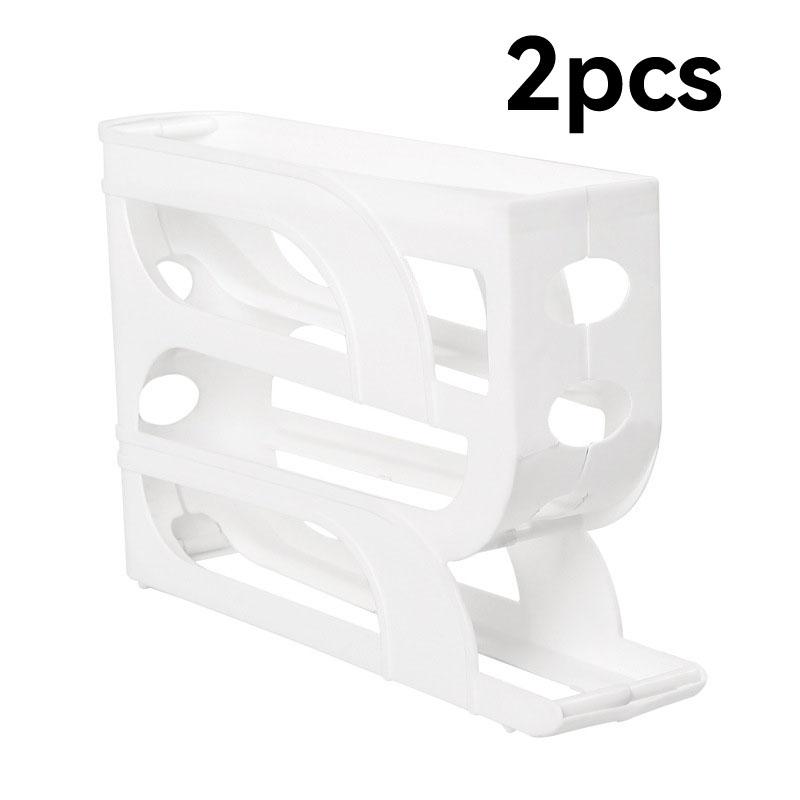 2pcs Large Capacity Automatic Egg Roller Household Four Tier Refrigerator Egg Storage Box Space Saving Kitchen Dedicated