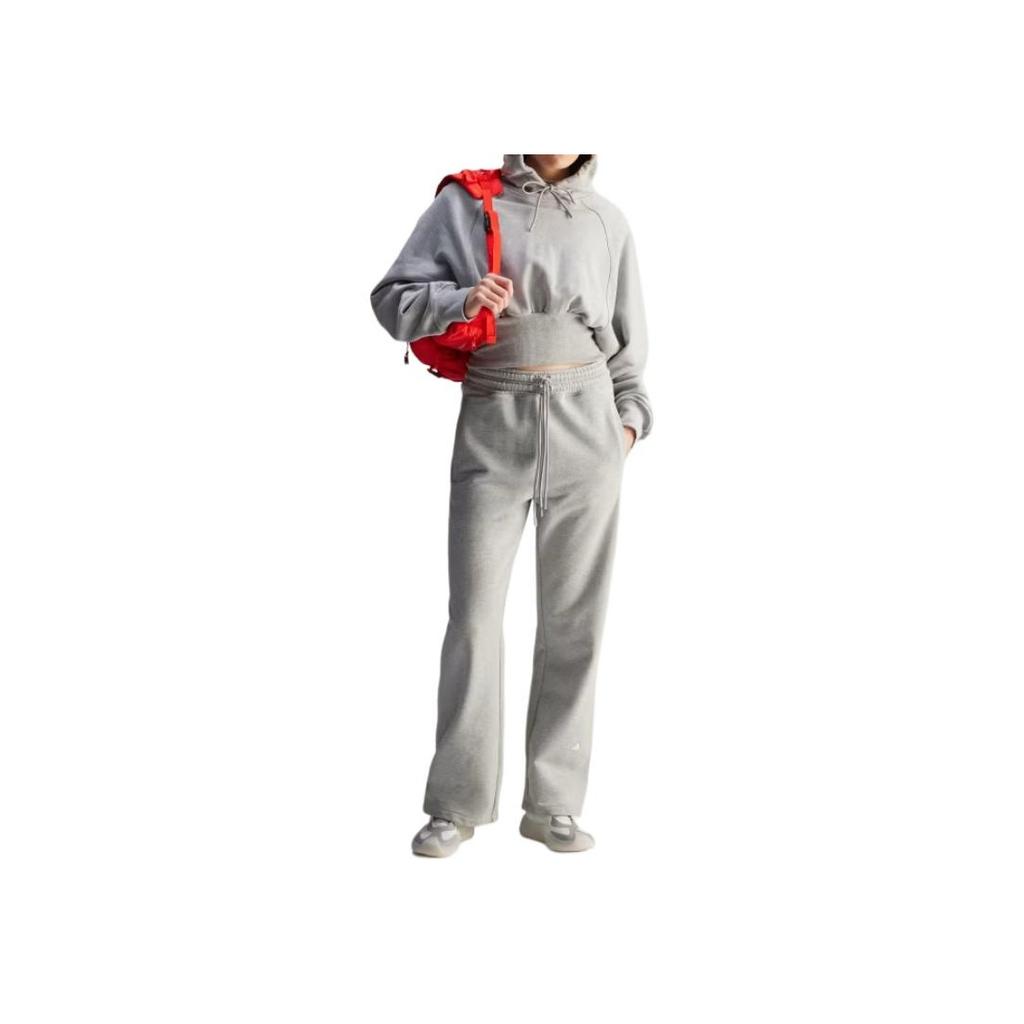 Adidas Solid Color Letter Print Lace-Up Straight Leg Casual Pants Women bottoms Gray JG3690