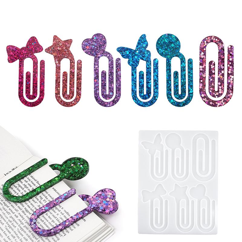Silicone Paperclip Bookmarks Mold - Diy Resin Bookmark Molds For Craft Making, Reusable Cute Book Clip Casting Molds