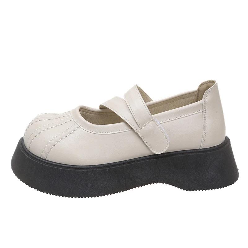 

Женские туфли Мэри Джейн на плоской подошве, удобные туфли-лоферы на плоской подошве в стиле Лолита, новинка 2024 года, модные платья, повседневные, для прогулок, женские туфли-лоферы 35 бежевый