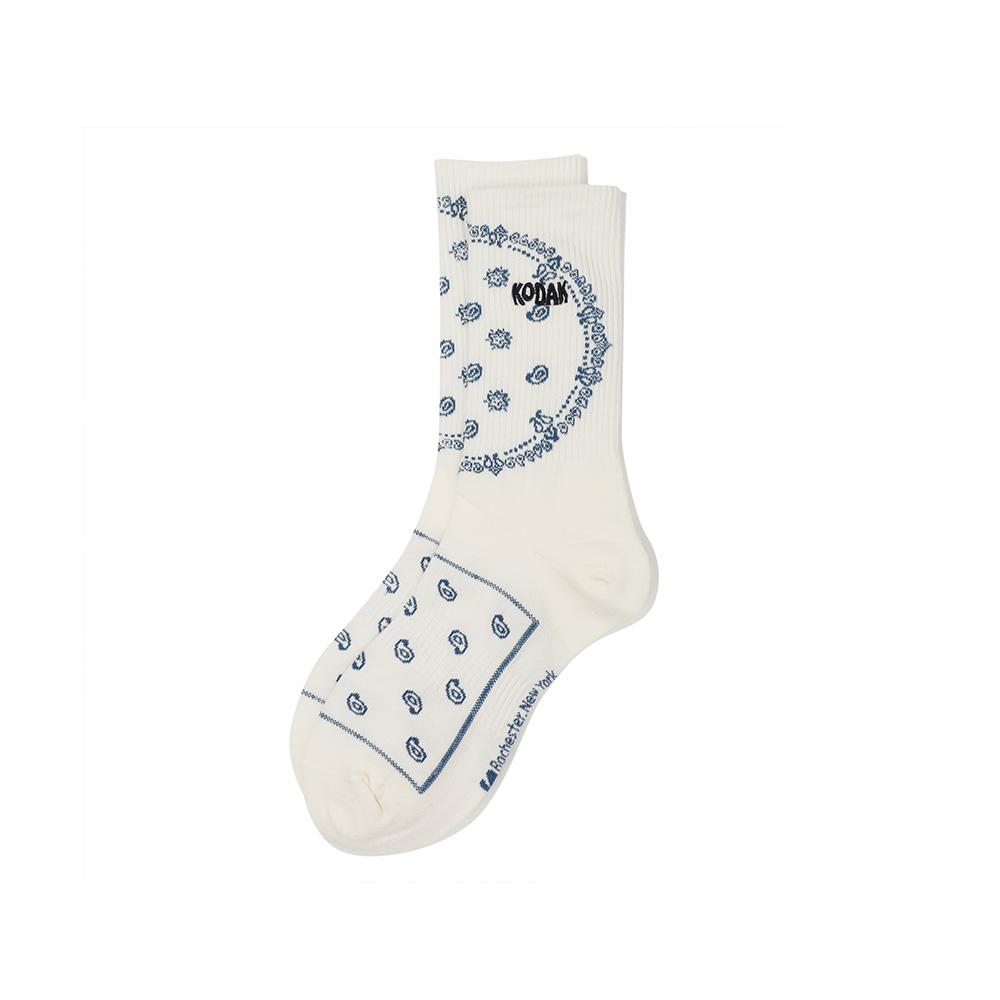 KODAK Paisley Crew Socks White