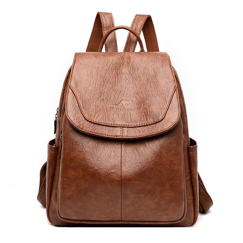 2026 Versatile Women's Soft Leather Backpack - Large Capacity for School, Travel, and Outdoor Use