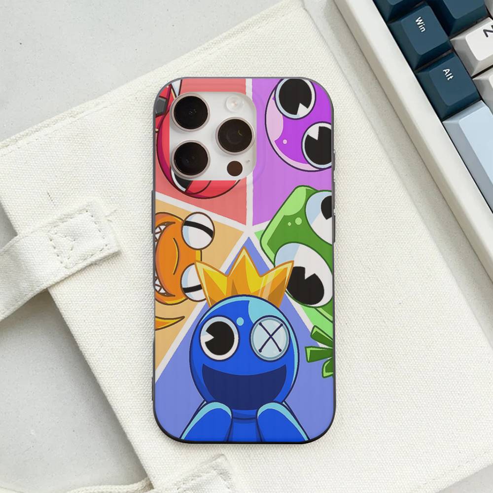 

Cartoon R-Rainbow Friends Wave Corrugated Phone Case For IPhone 17 Air 16 15 14 13 11 12 Pro Max Plus Matte Cover iPhone 17pro max