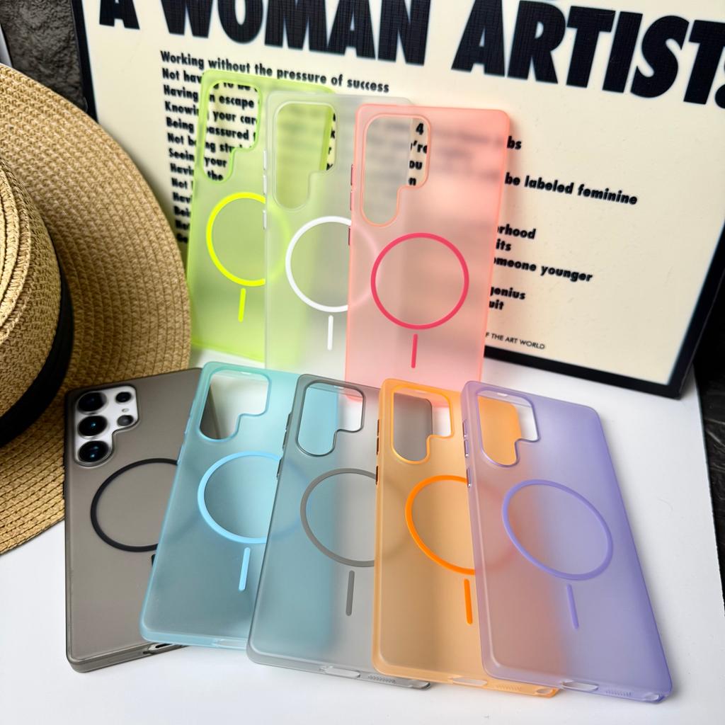 Ultra Thin Matte Hard PC Magnetic Case For Samsung Galaxy S25 S24 S23 Ultra Candy Wireless Charging ForMagsafe Cover Fundas