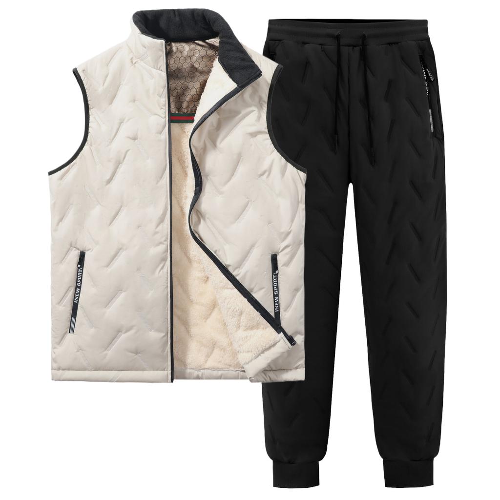 Autumn Winter Men's Tracksuit Set Jogger Graphene Fleece Warm Hooded Jacket Vest + Pants 3 Piece Male Casual Running Sports Suit