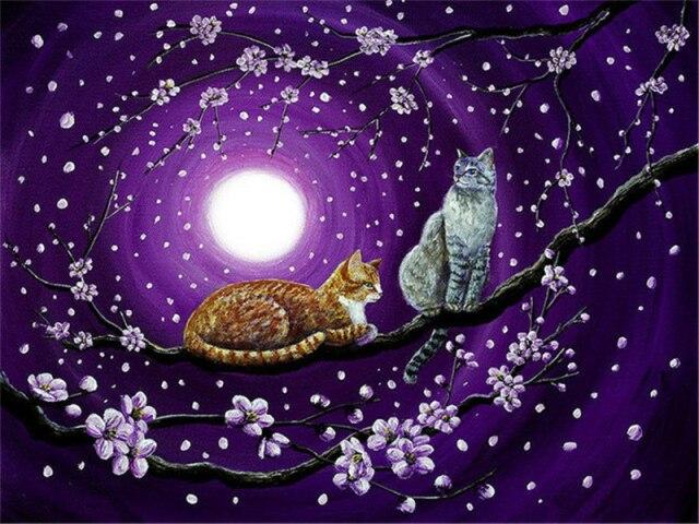 

5D алмазная живопись кошка Алмазная вышивка животное вышивка бисером мозаика художественная картина из страз Декор для дома Full Round 20x25CM