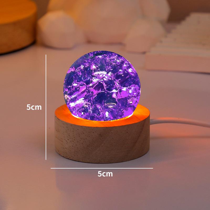 Seven-Color Crystal Ball Night Light – Luminous Ice Crackle Glass Ornament for Desktop Decoration