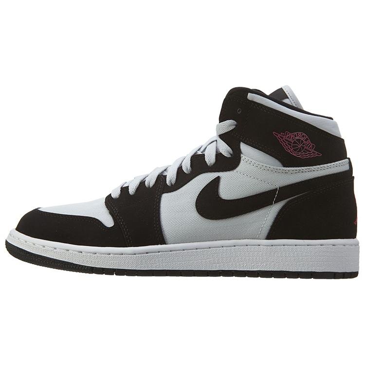 (GS) Air Jordan 1 Retro High Pure Platinum Black Pink Kids 332148-015 EU 40