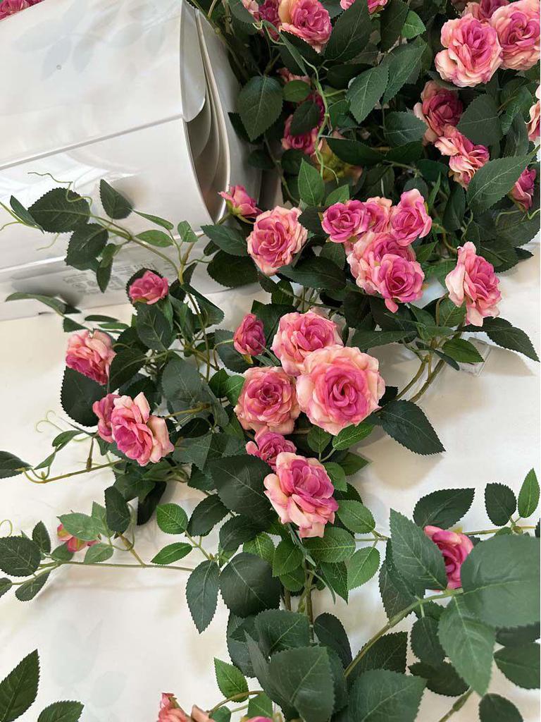Rose Vine Artificial Flower Decor for Air Conditioner Pipes or Balcony Railings