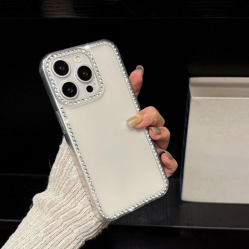 Transparent and simple, suitable for iPhone17 Pro flash diamond mobile phone protective case, Apple 16 advanced sense 15 niche anti-drop