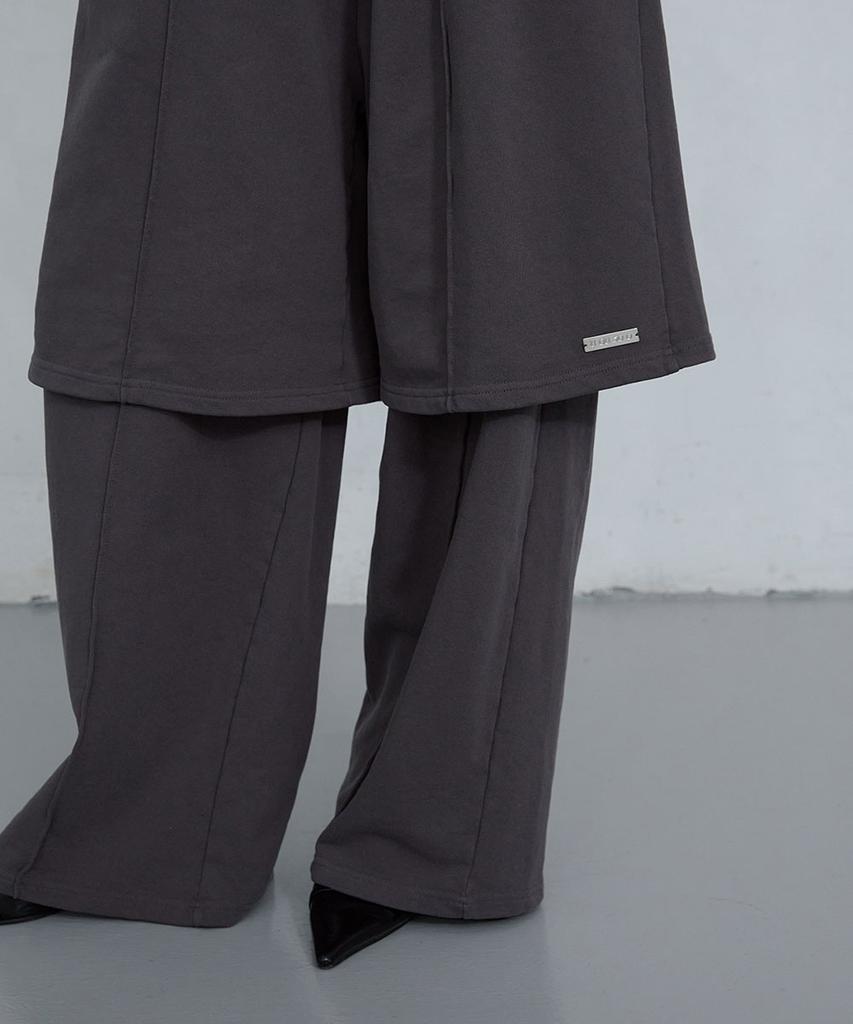 Uusoo Cotton Layered Elastic Waist Pants_ Charcoal