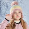 Koreanische Bunte Kinderhüte Niedliche Fellbommel Strickmütze Mädchen Winter Ohrenschutzkappen Outdoor Plus Samt Warme Kapuzen Accessoires