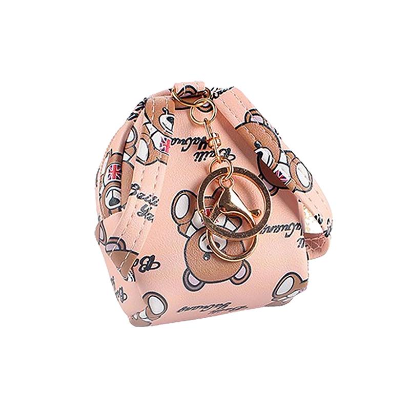 Cute Cartoon Bear Coin Purse Keychain For Girls Kawaii Mini Wallet Credit Card Holder Backpack Pendant