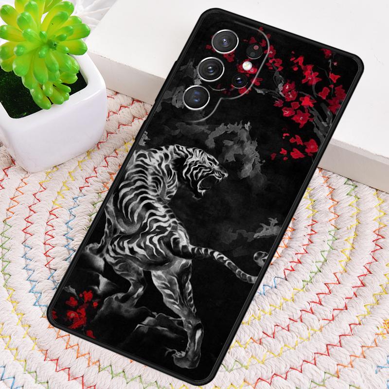 Japanese Tiger pattern Silicone Phone Case For Samsung Galaxy note 10 pro S26 S25 S24 S23 S22 S21 Plus S25Ultra Capa Cover