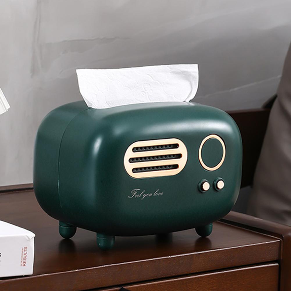 Radio Model Pumping Paper Case Decoration Props Napkin Dispenser Box Retro Plastic for Apartment Restaurant