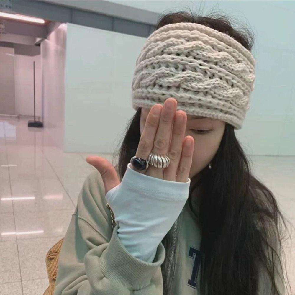 Bow Knot Bow Headband Ear Warm Wool Knitting Headdres  Winter Hair Accessories