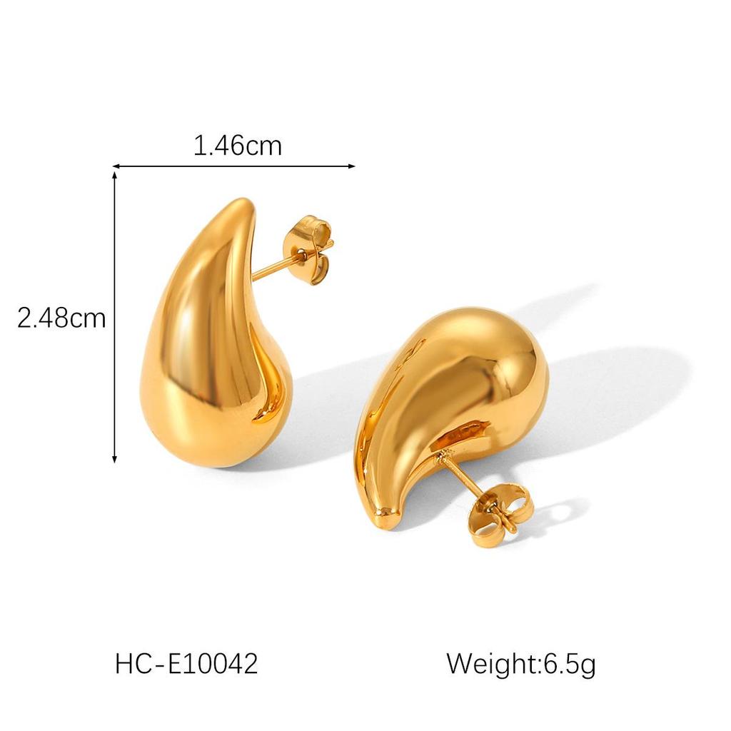 Exaggerated Titanium Steel Water Drop Earrings for Women - Fashionable and Versatile Hollow Stainless Steel Design.