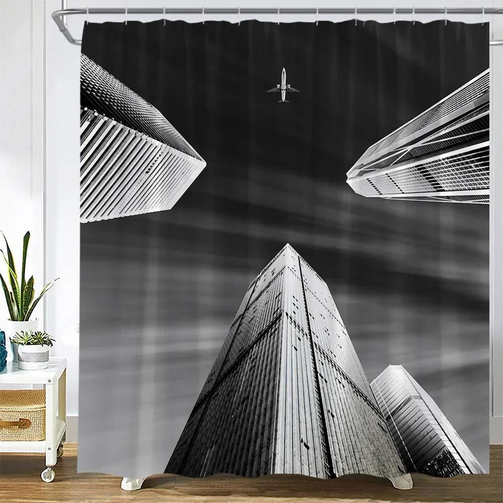 Vintage Train Shower Curtain Retro House Dry Grass Autumn Nature Scenery Bath Curtains Modern Fabric Home Bathroom Decor Sets
