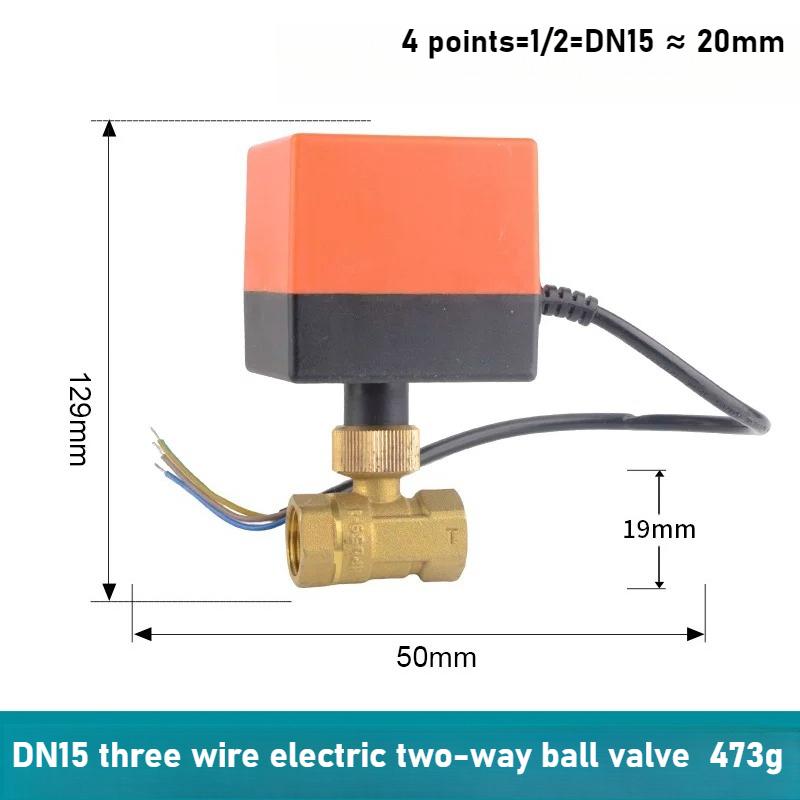 Electric Copper Two-way Ball Valve DN15 20 25 32 40 50 Three Wire Two-point Control 220V 12V 24V Electric Ball Valve