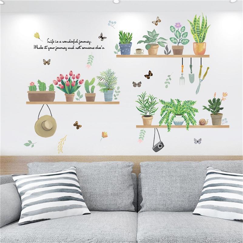 Mural Art Wallpaper Bonsai Plants PVC Wall Decor Bedroom DIY Living Room Wall Stickers