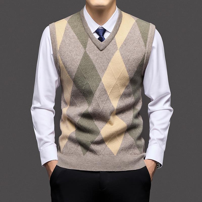 Men S Knit Vest V Neck Sleeveless Pullover Business Casual Sweater