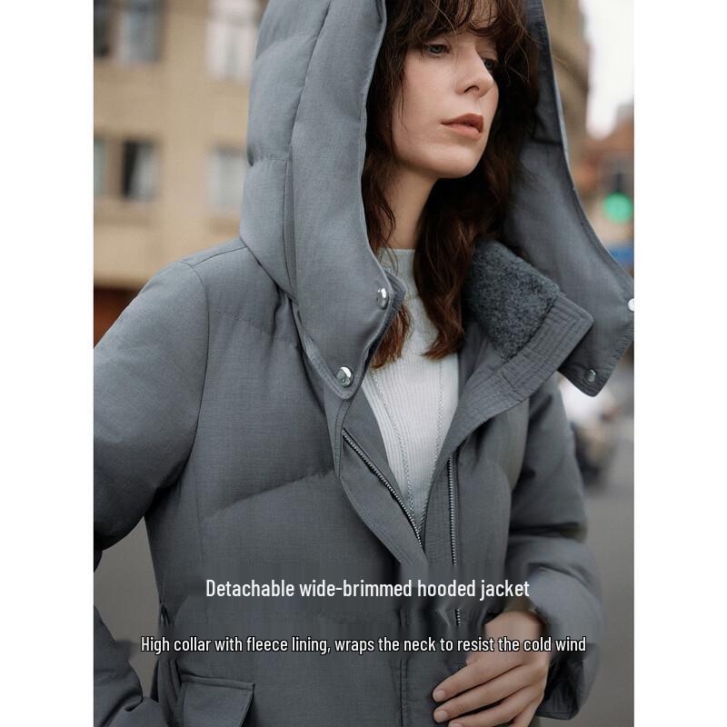ELLE Women's Long Hooded Down Jacket