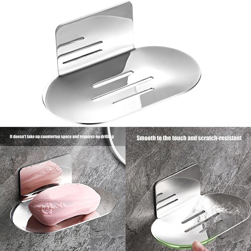 Stainless Steel Soap Dish Wall Mounted Bathroom Organizers Rusts Resistant Soap Tray For Countertop Shower Sink Storage