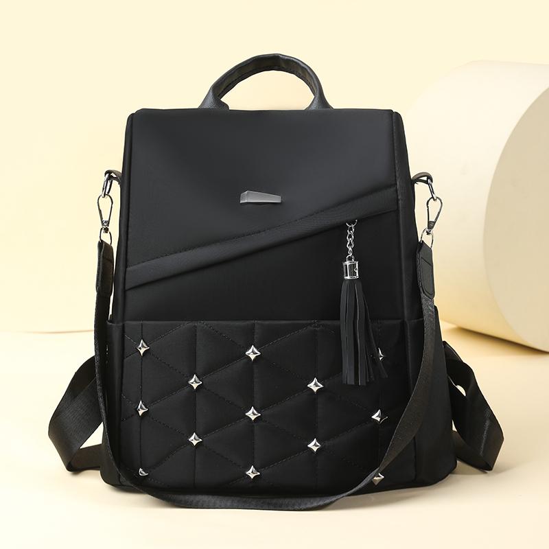 Embroidered Rhomboid Backpack Large Capacity Women's Commuter Bag Multifunctional Shoulder Bag