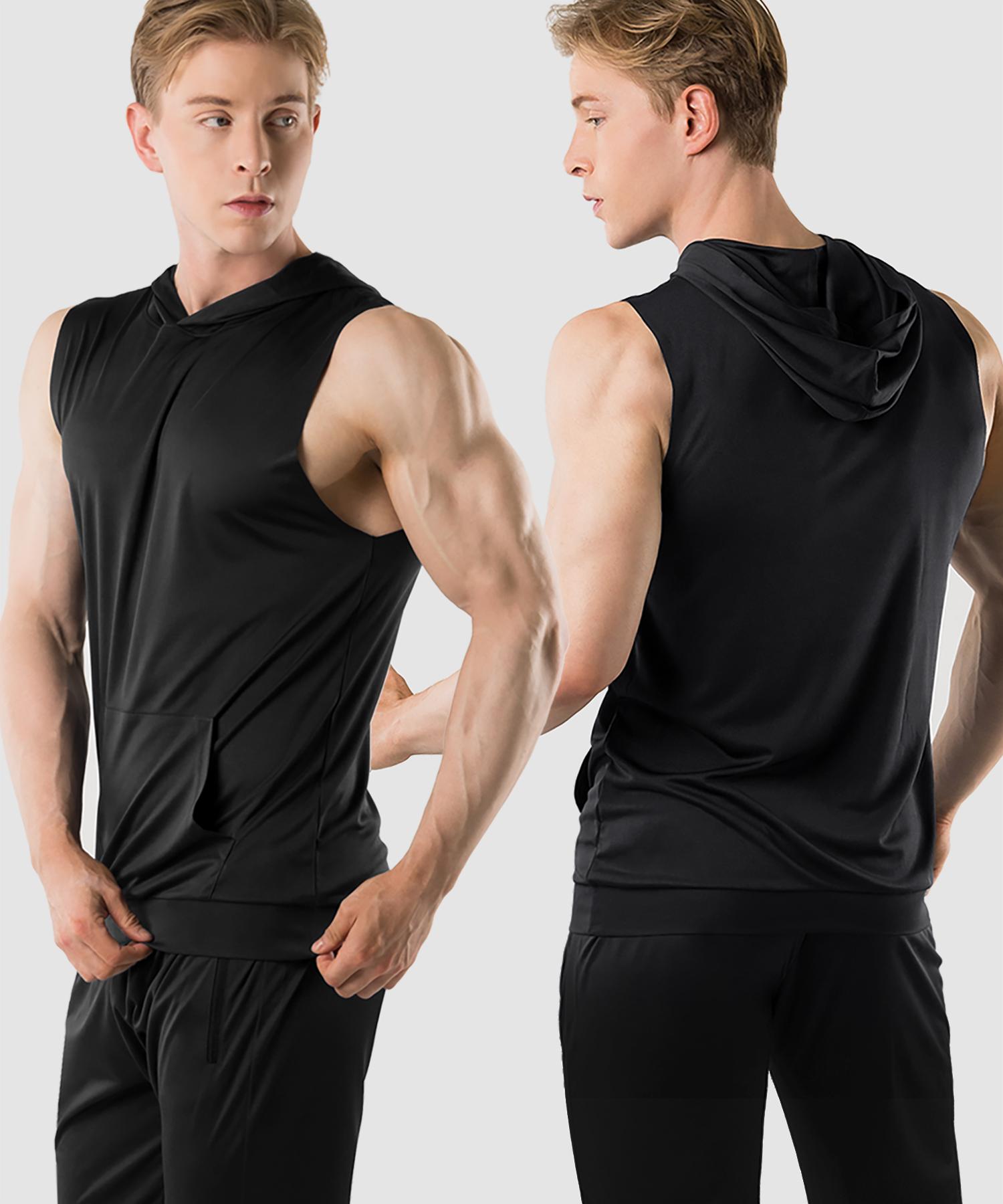 Armedes [2Pack] Men S Functional Sleeveless Training Hoodie Ar-93 (Type B) Navy + White / L