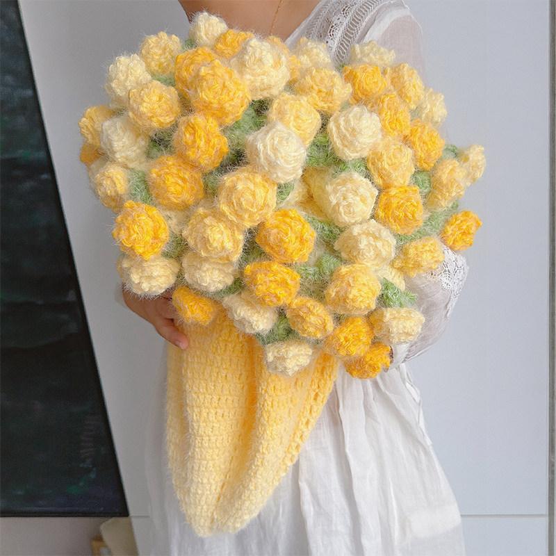 Colorful Rose Blanket Home Decorations Soft Blanket for Bedroom Flower Bouquet Blanket Handmade Birthday Christmas New Year Gift