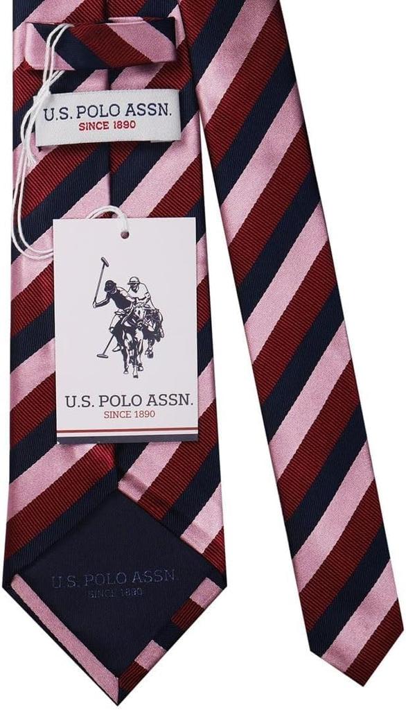 U.S. POLO tie, 100% silk, 8cm wide, striped, red and blue, USPA-83, men's, business, stylish, gift for men, wedding, graduation, entrance ceremony,