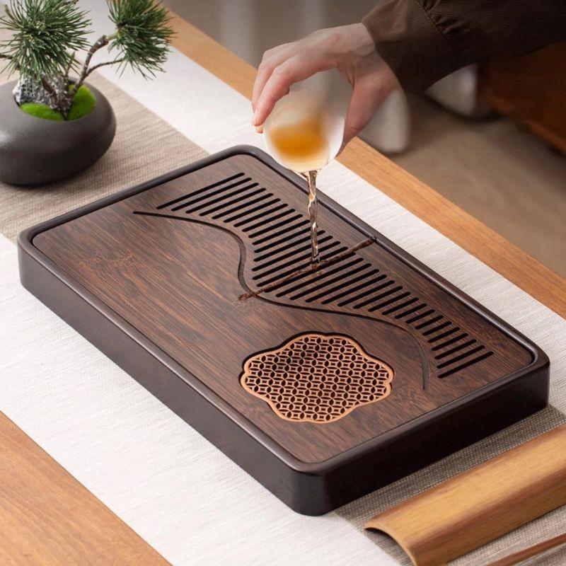 GIANXI Household Portable Bamboo Tea Tray 48CM Tea Ceremony Wooden Tray Coffeeware Teaware Serving Tray For Chaban Tea Table