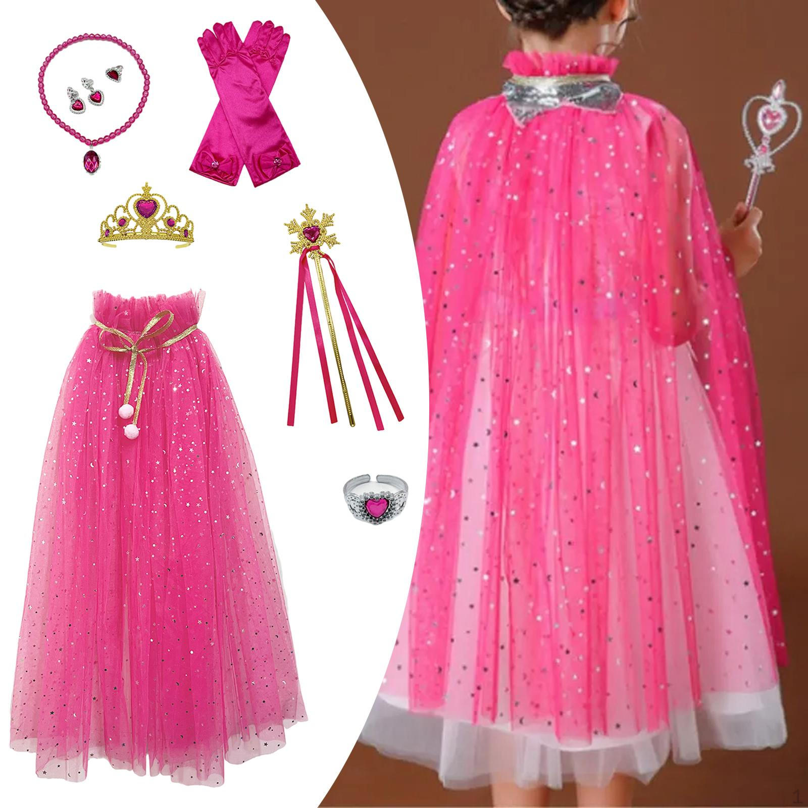 

Накидка принцессы, нарядная одежда для маленьких девочек, праздничный плащ для косплея с украшениями, тиара, корона