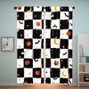 2pcs Halloween Curtains - & Checkered with Pumpkins   Bats   Stars   Moon - Light Filtering Window Drapes for Living Room   Bedroom
